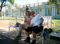 Time for a break outside the Summer Palace in Pushkin